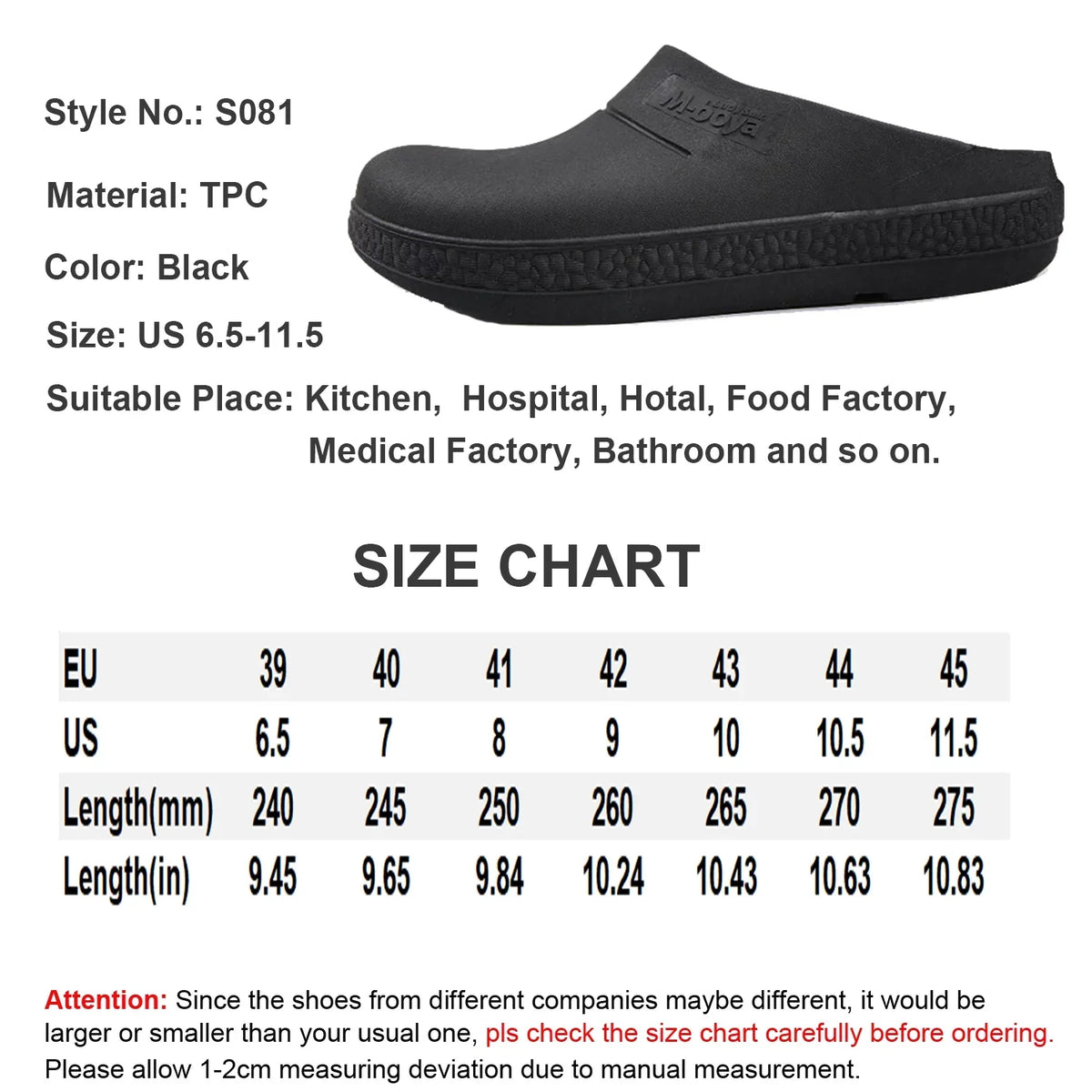 FULORIS Slip Resistant Kitchen Shoes Oil Resistant Chef Shoes for Men Adult