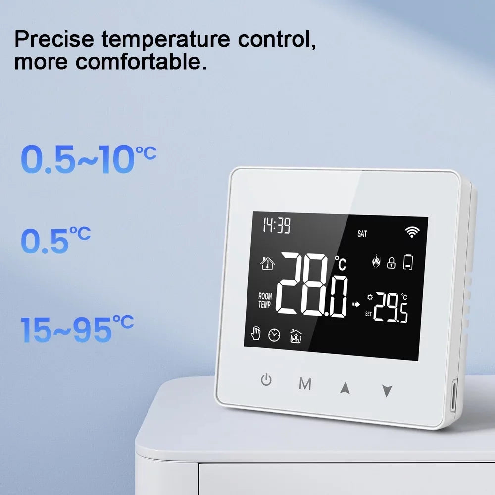 Pinnaco Compact Size Thermostat, Intelligent Temperature Controller for Water Gas Boiler, LCD Display, Adjustable Temperature