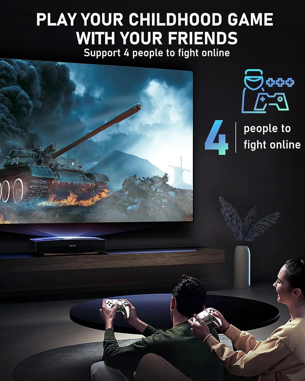 New dual joystick console controller, TV HDMI HD 4K TV console PS1 double play controller, more than 20,000 games, 4K HDMI output and wireless controller relive classic games.