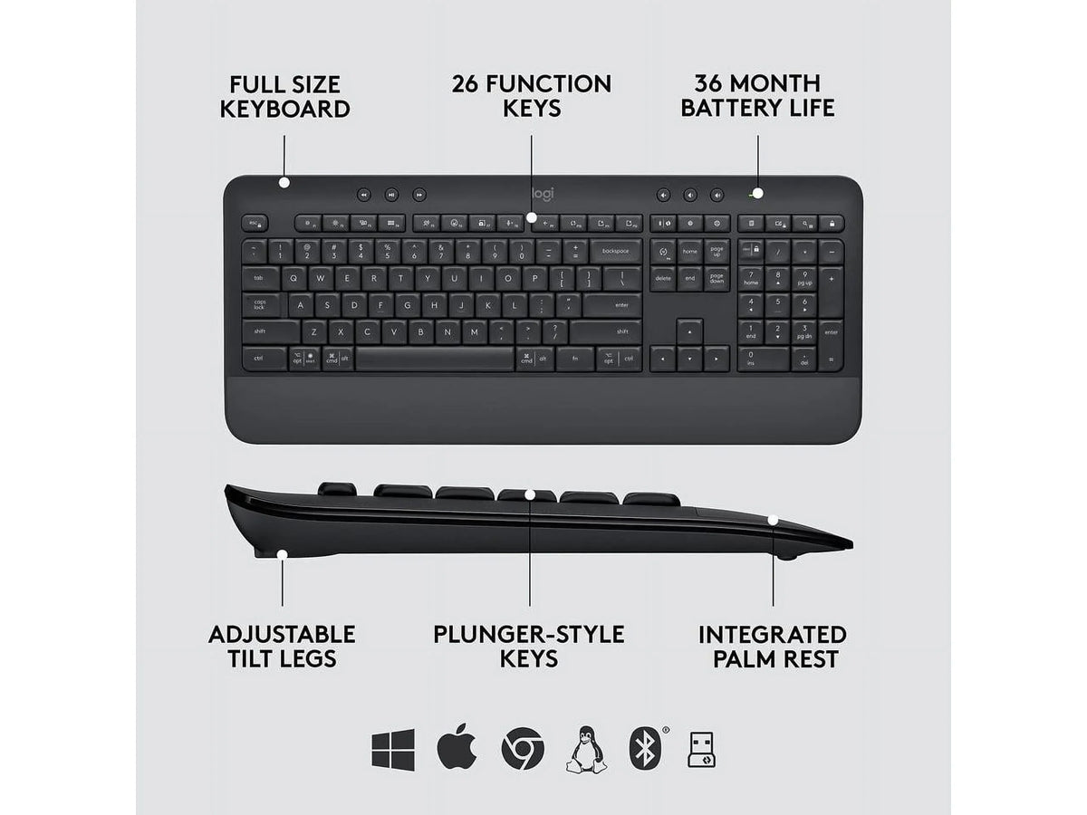 Logitech Signature MK650 Combo for Business, Wireless Mouse and Keyboard, Logi Bolt, Bluetooth, SmartWheel, Globally Certified, Windows/Mac/Chrome/Linux - Graphite