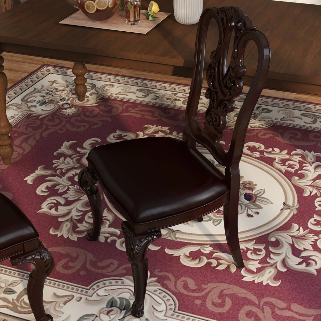 Furniture Of America IDF-3319W-SC Woden Side Chair- 2 Pack - Brown Cherry