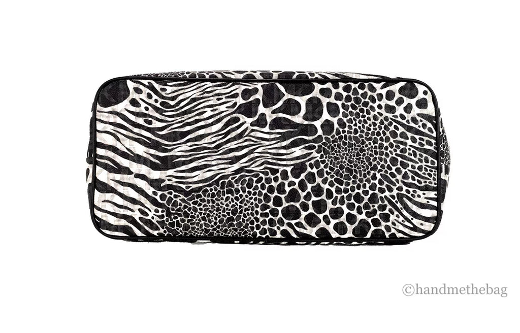 Michael Kors Carter Large Black Animal Print PVC Open Tote Shoulder Purse Bag