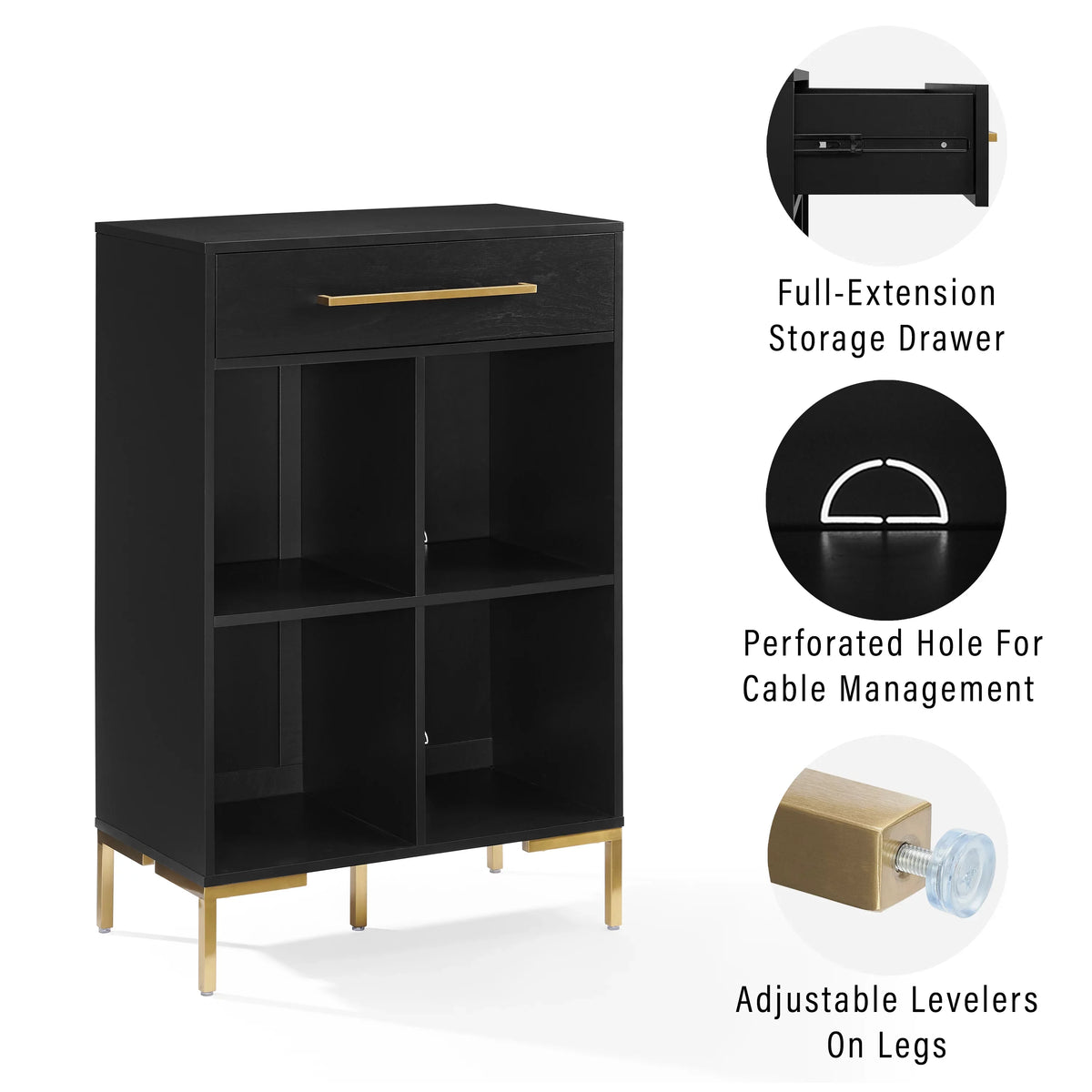 Crosley Furniture Juno Cube Bookcase and Record Player Stand with Storage for Vinyl Records