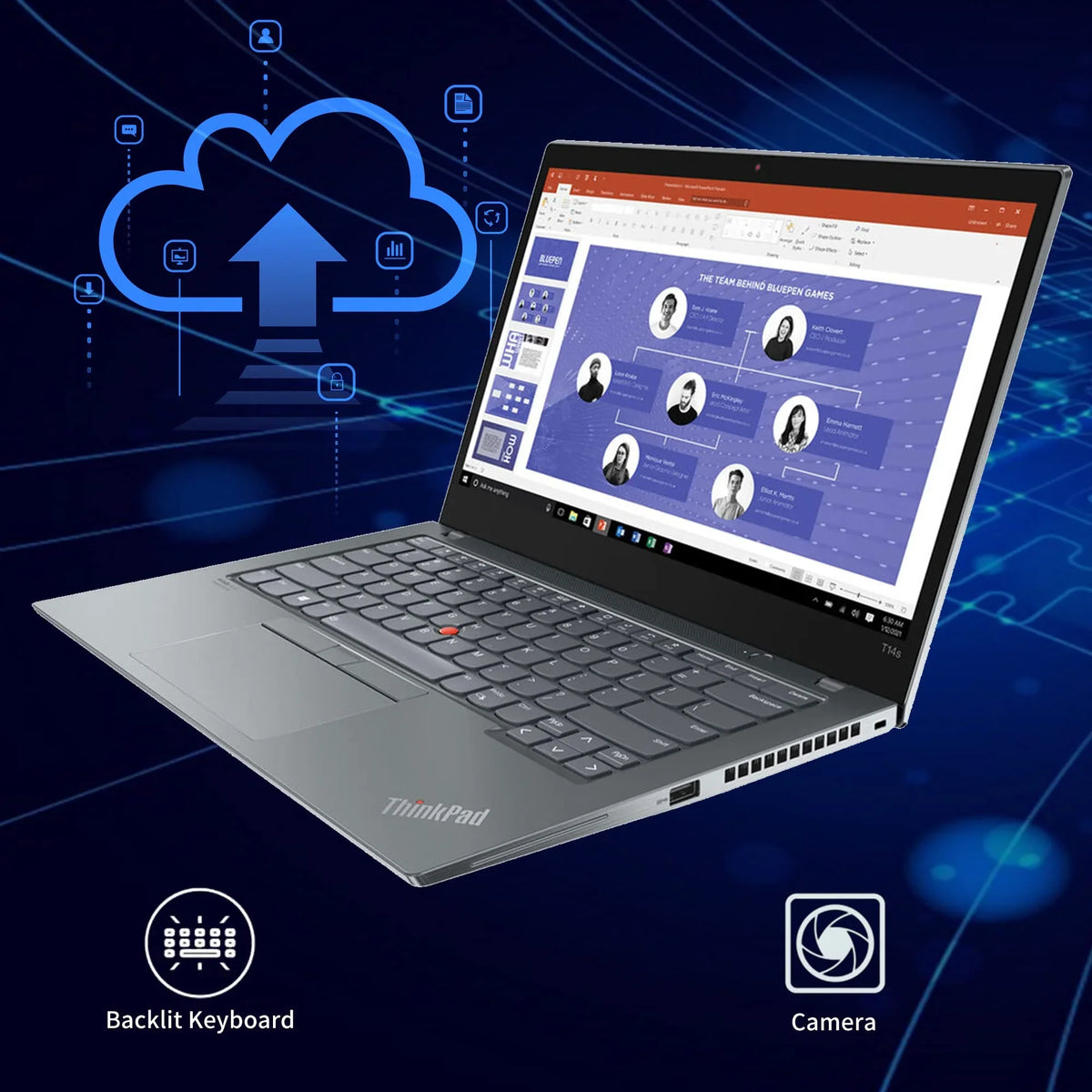 Lenovo ThinkPad T14s Gen 2 14" FHD Touchscreen Laptop, Intel 11th Gen i7-1165G7, 16GB RAM, 512GB PCIe SSD, Backlit Keyboard, WiFi 6, HDMI, Storm Gray, Win 10 Pro, 32GB Hotface USB Card