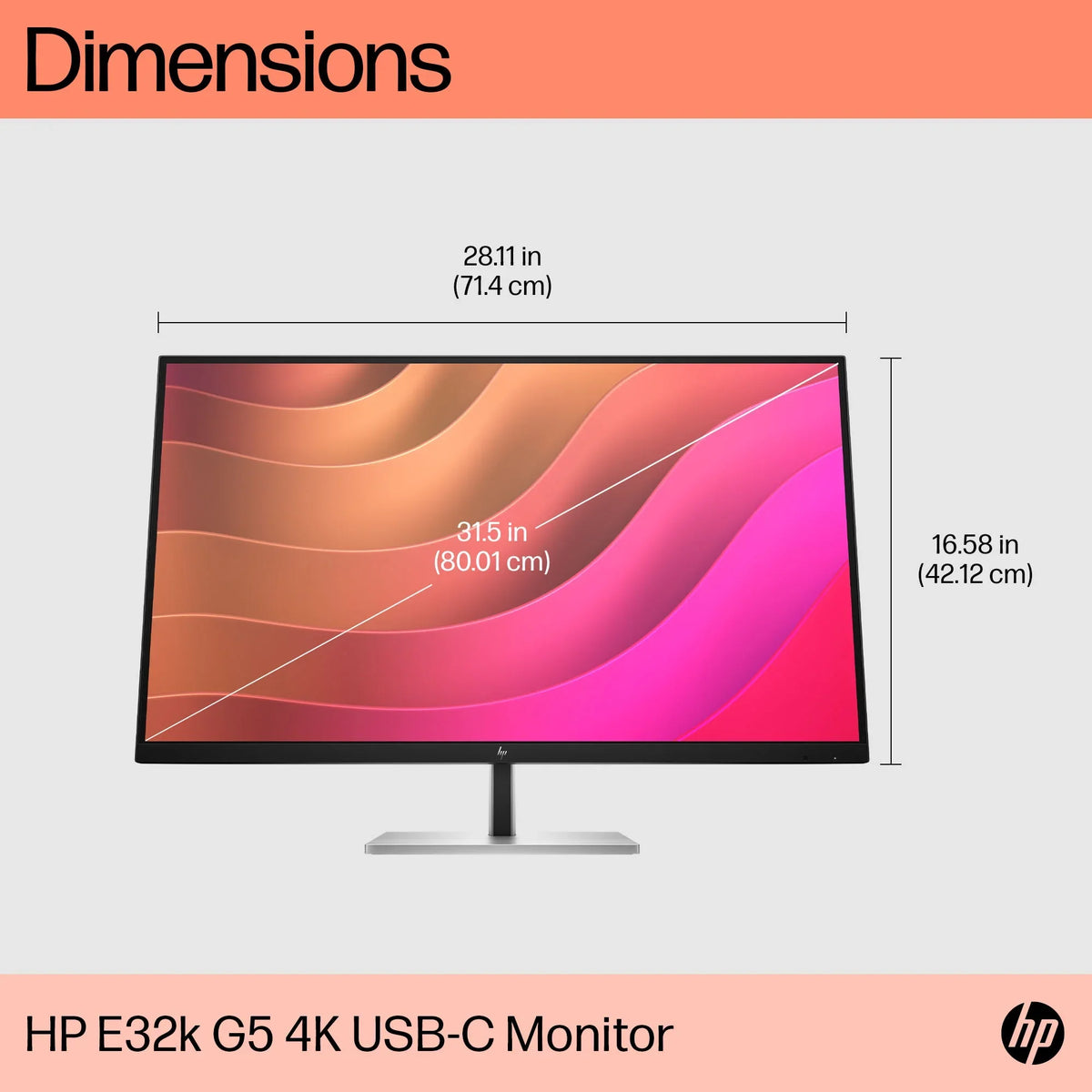 HP E32k G5 4K USB-C Monitor 31.5" 4K UHD (3840 x 2160) 30-60 Hz