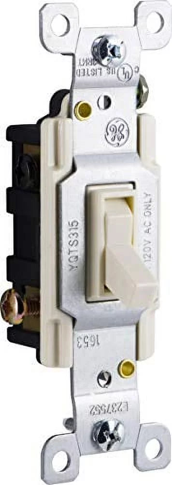 GE Switch, Light Grounding Toggle 5 Pack, 3-Way, 15 Amp, Light Almond, 44032