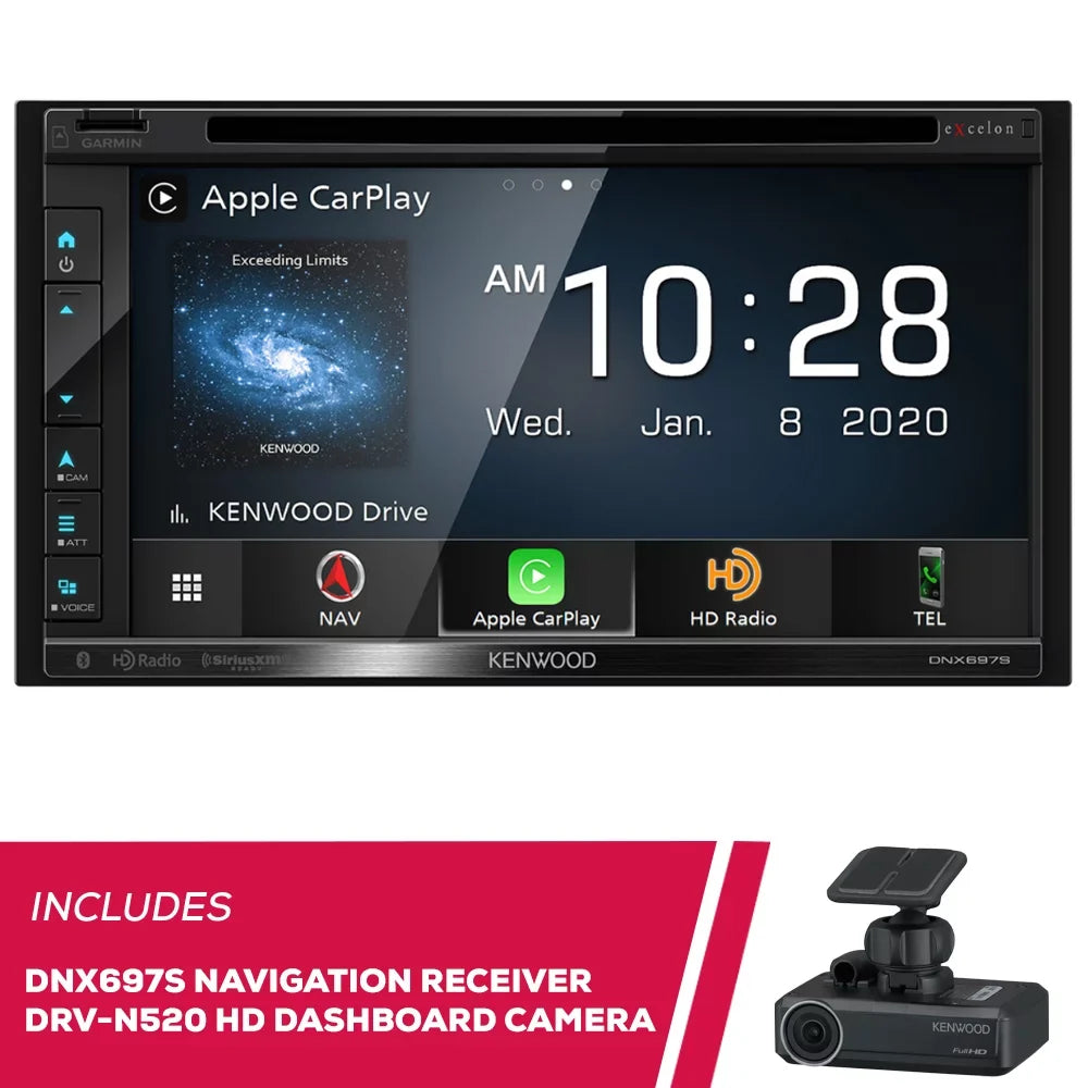 New Kenwood DNX697S 6.8" Navigation DVD Receiver & DRV-N520 Full HD Dashboard Camera