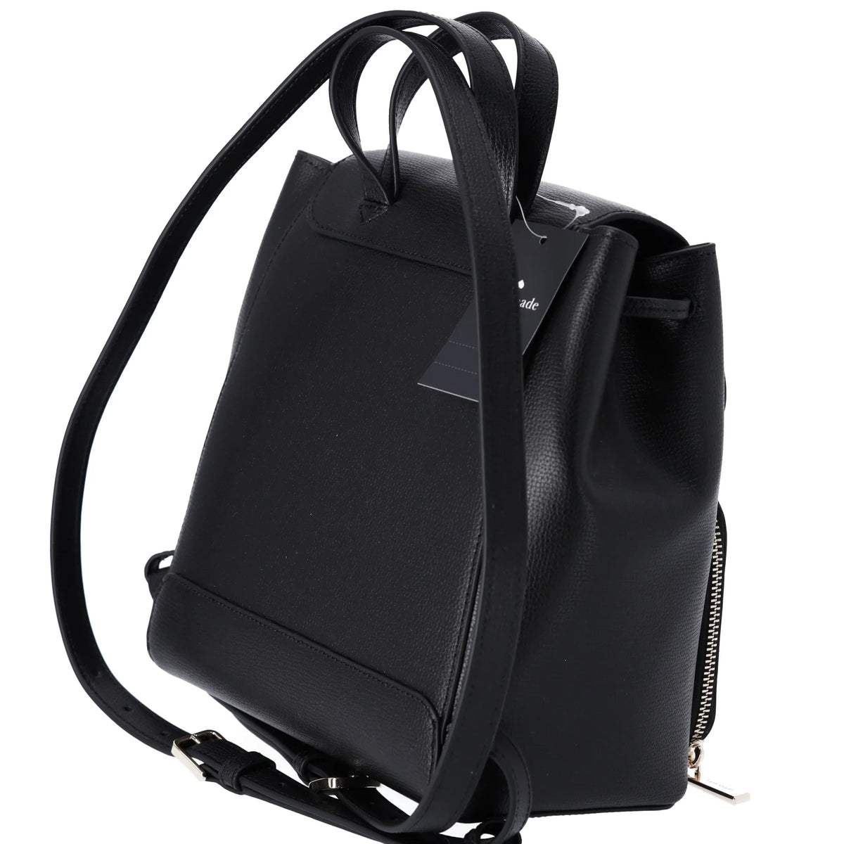 Kate Spade Kristi Refined Grain Leather Medium Flap Drawstring Backpack Black
