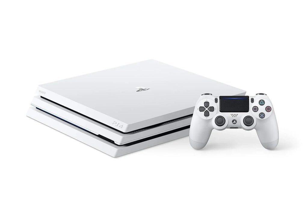 Pre-Owned Sony PlayStation 4 Pro 1TB Gaming Console Glacier White Headset 2 Controller With BOLT AXTION Cleaning Kit Bundle (Refurbished: Like New)