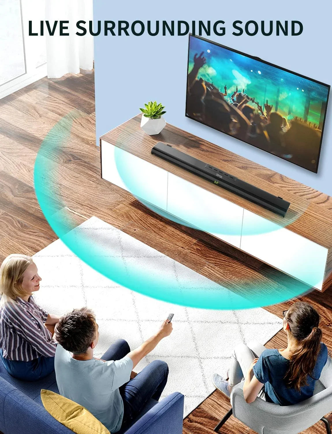 Open Box Vmai S5 2.0Ch Sound Bar for TV, Built-in Subwoofer, Bluetooth 5.0 Speaker -Black