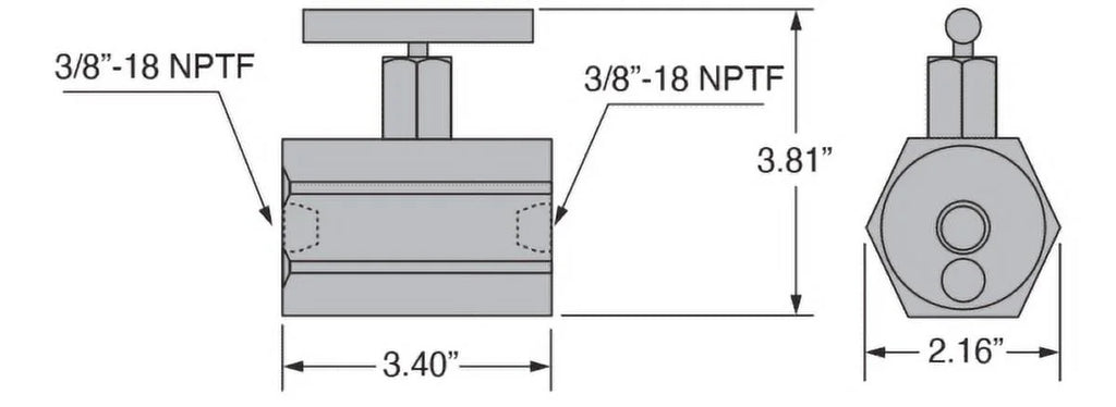 Freedom Hydraulics Manually Released Check Valve With Pressure Relief Bypass, 3/8" NPTF - FCVMR38