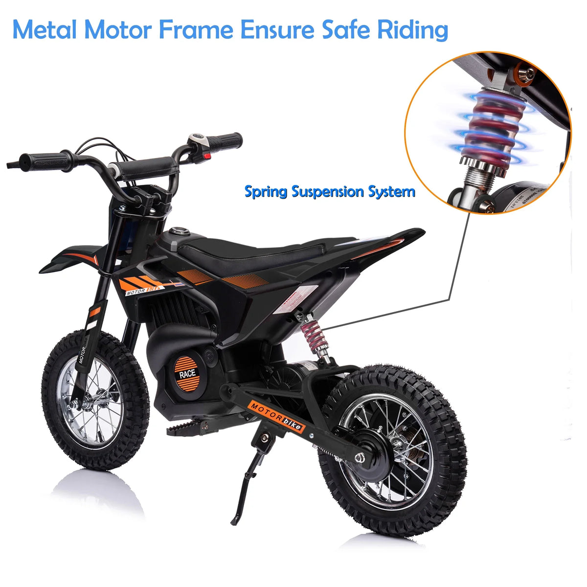 JoyWheels 24V Electric Child Dirt Bicycle, Toy Motorcycle Boys Motor Bicycle, Ages 13 Years +, 13mph, Black