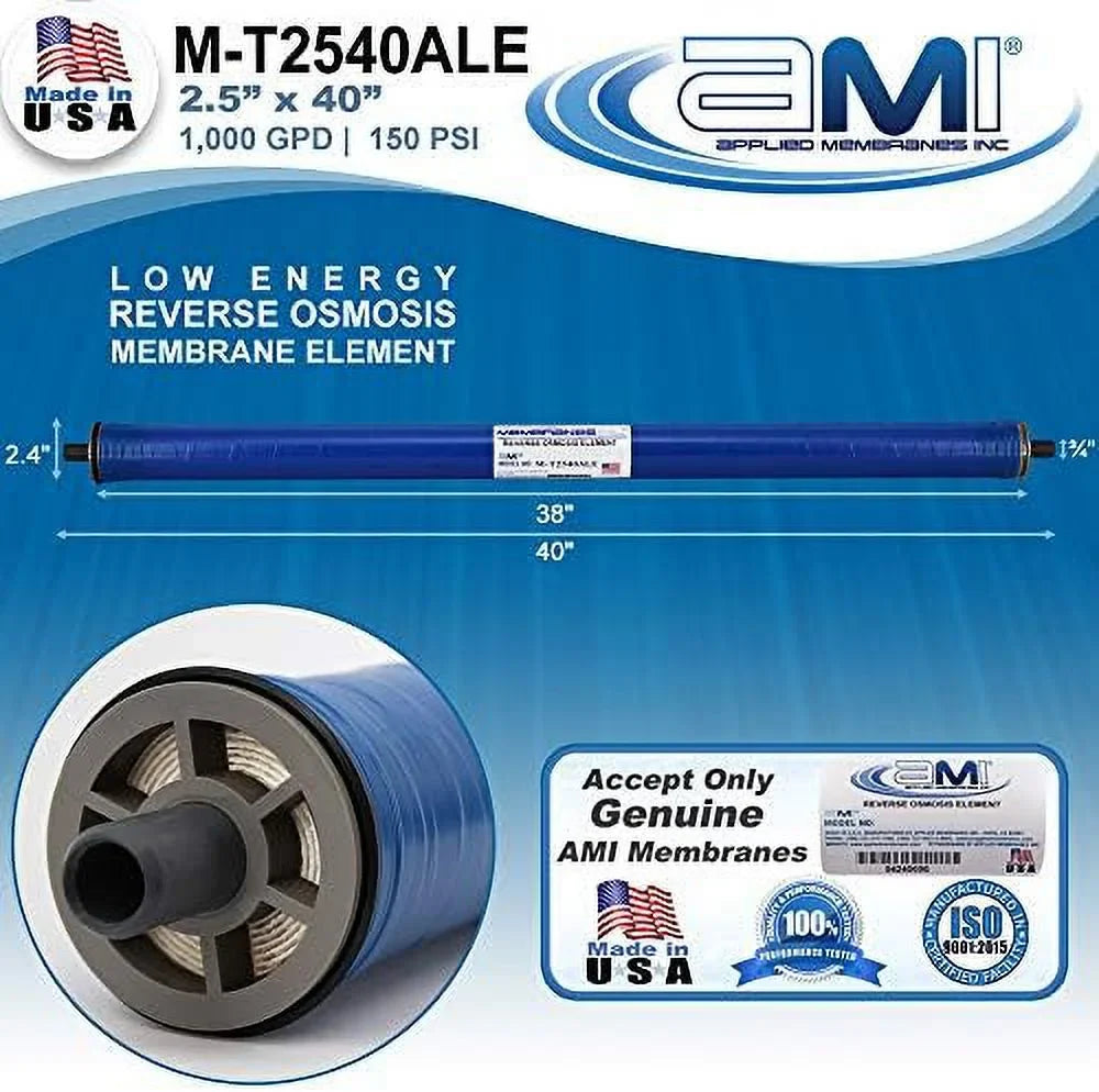 Low Energy Reverse Osmosis Membrane For Tap Water | 1,000 GPD At 150 Psi | 99% Rejection | Replacement RO Membrane | M-T2540ALE
