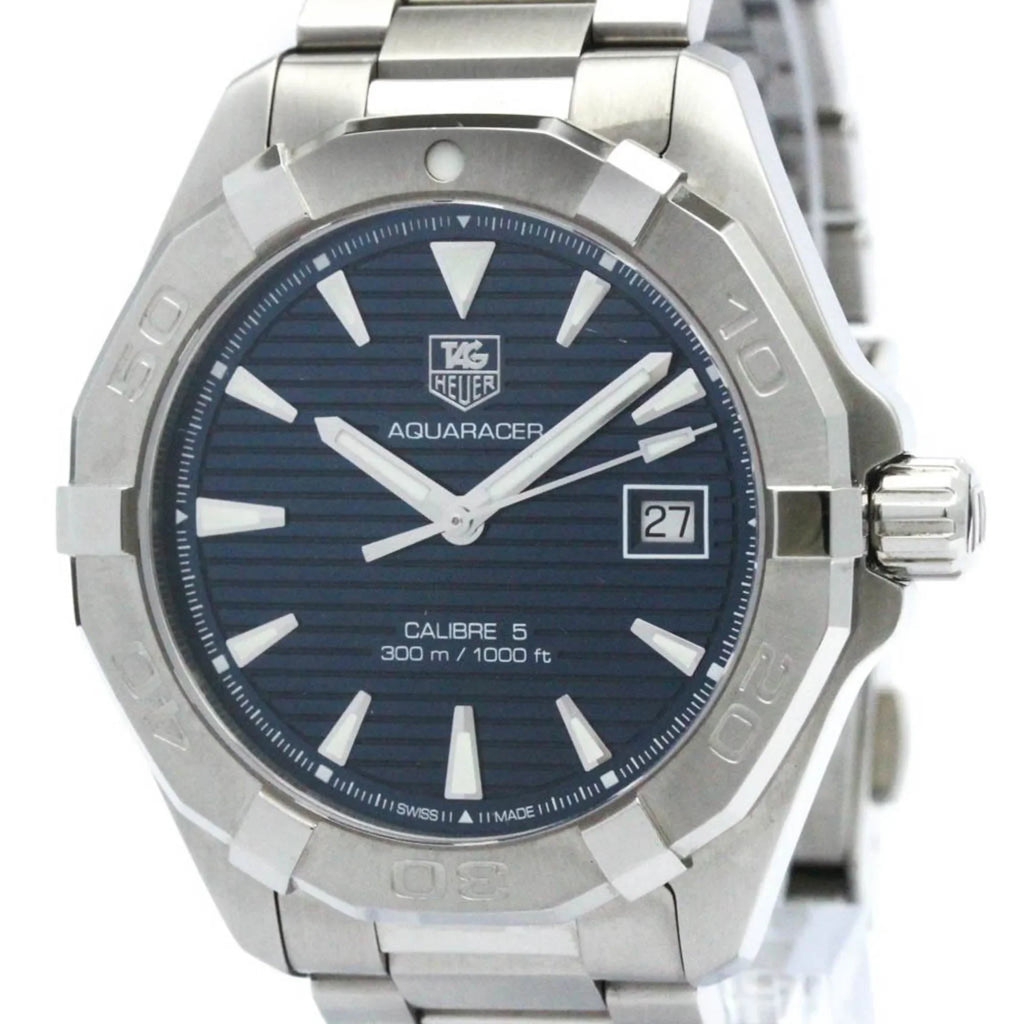 Pre-Owned Polished TAG HEUER Aquaracer Calibre 5 Steel Automatic Watch WAY2112 BF570555 (Good)