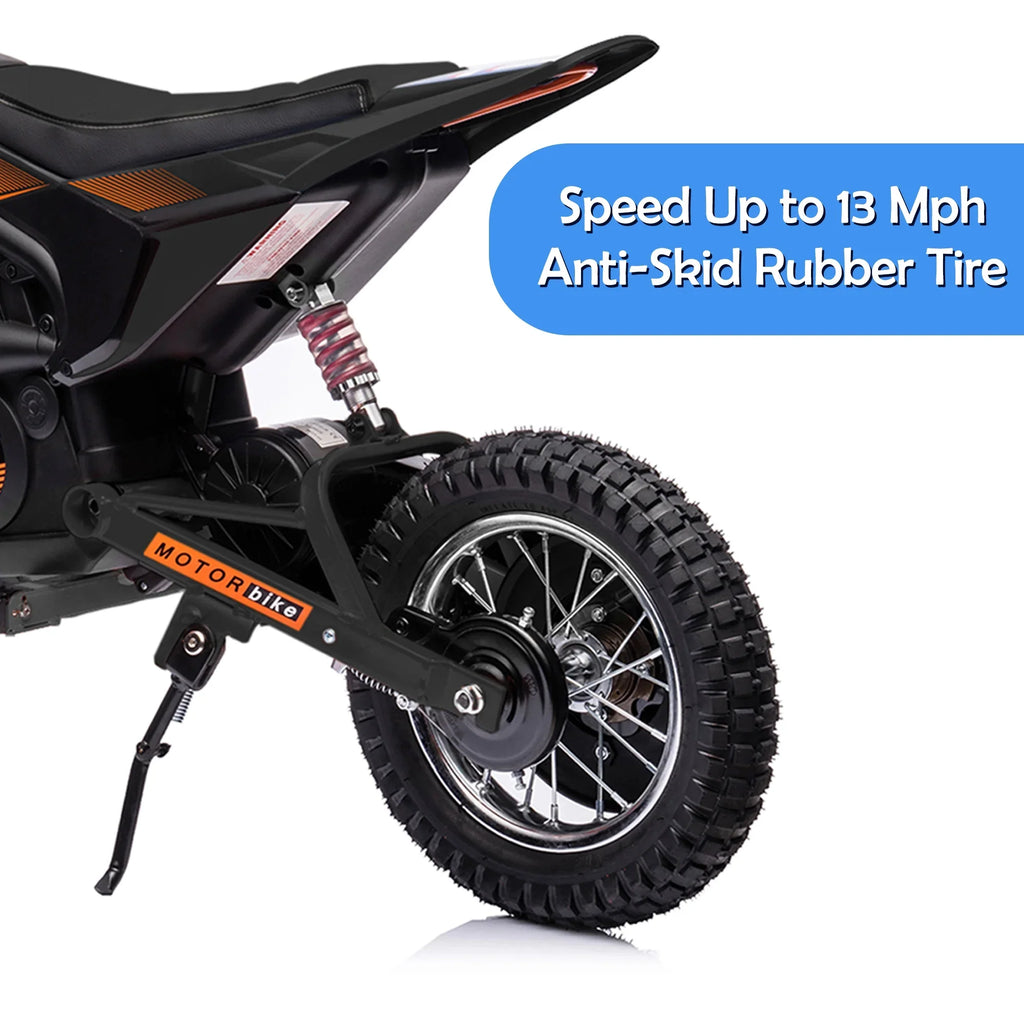 JoyWheels 24V Electric Child Dirt Bicycle, Toy Motorcycle Boys Motor Bicycle, Ages 13 Years +, 13mph, Black