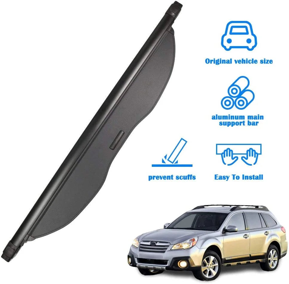 Fit 2010-2014 Subaru Outback Retractable Cargo Cover for 2010 2011 2012 2013 2014 Subaru Outback Manual Tailgate Wagon Accessory Rear Trunk Privacy Shield Shade, Black