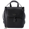 Kate Spade Kristi Refined Grain Leather Medium Flap Drawstring Backpack Black