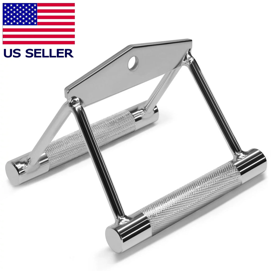 Fitness Maniac Multi Gym Cable Attachment Double Seated Row V Handle Close Grip Twin Lat Bar US