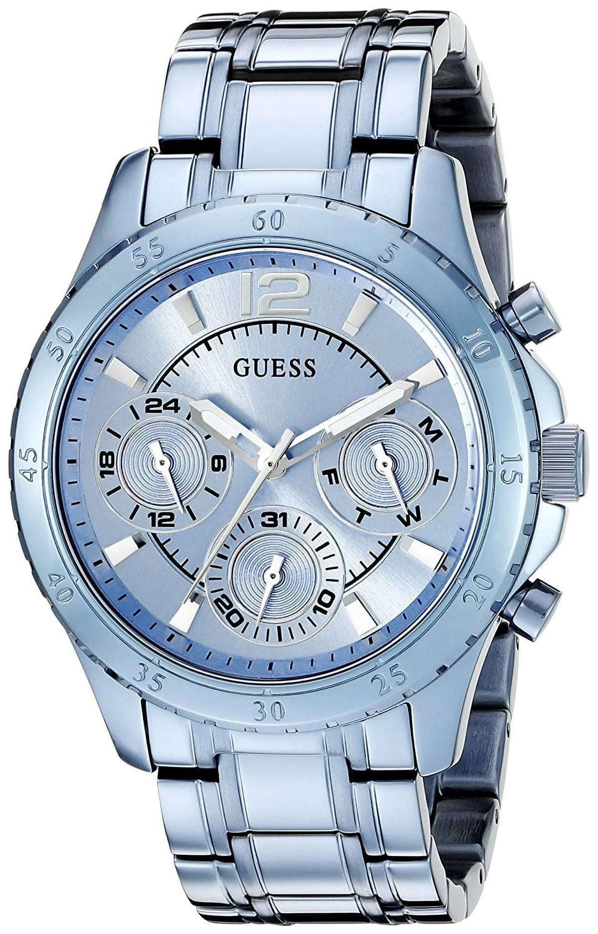 Iconic Sky Blue Stainless Steel Multi-Function Ladies Watch U0704L2