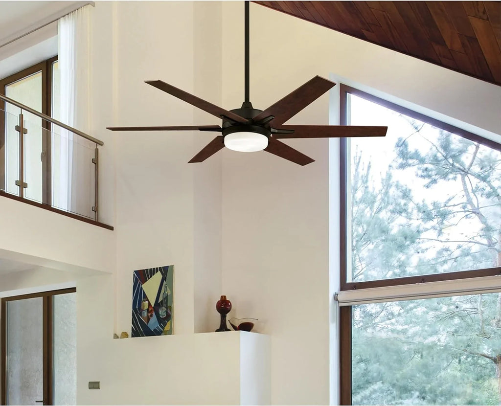 GOURE Lighting 74002B00 Transitional Cayuga, Smart WiFi Ceiling Fan Compatible with Amazon Alexa and Google Home with LED Light, Remote Control, 60 Inch, Black-Bronze Finish, Frosted Opal Glass
