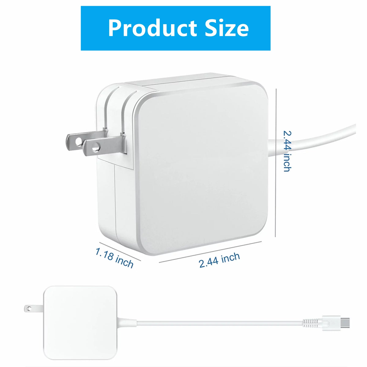 KONKIN BOO Compatible White 45W AC Adapter Charger Power USB-C Cord Replacement for DELL Latitude 7285 7390 2-in-1 PSU