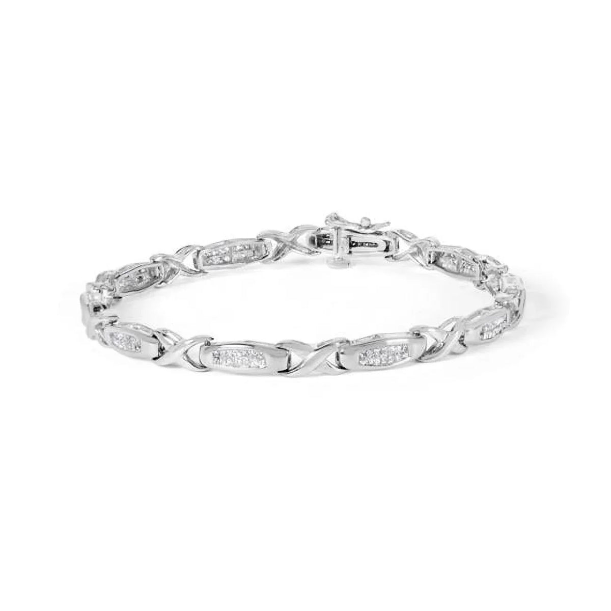 Infinite Jewels 14K White Gold 1.0 CTTW Invisible-Set Princess Diamond Tennis Bracelet, H-I Color - SI1-SI2 Clarity - 7 in.