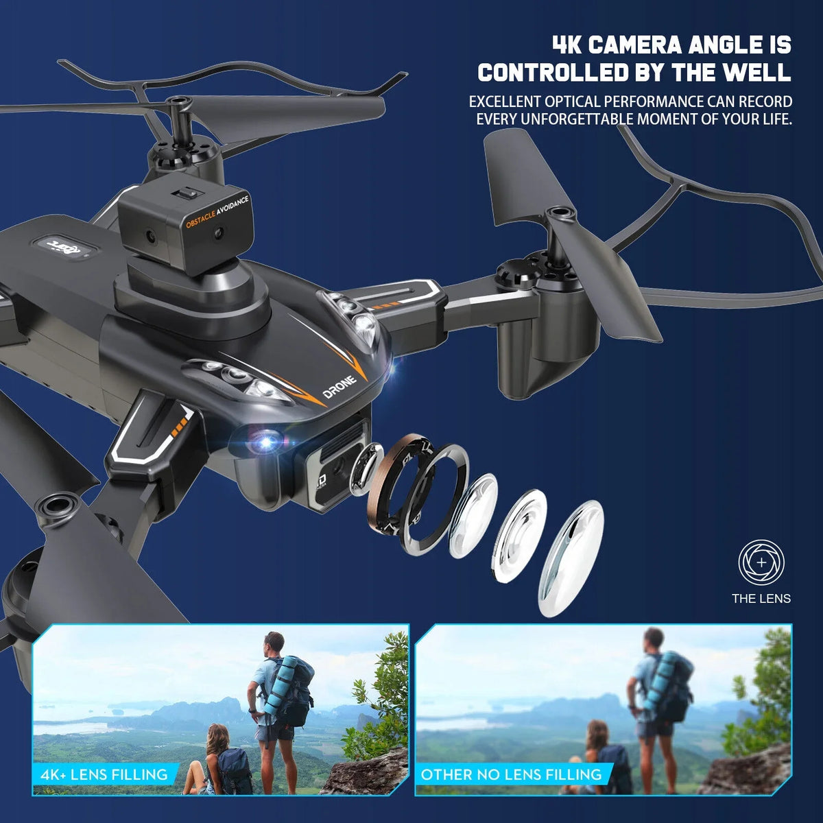 JLLOM Dual Camera Drone - 4K HD Quadcopter with Foldable Design and Obstacle Avoidance Technology