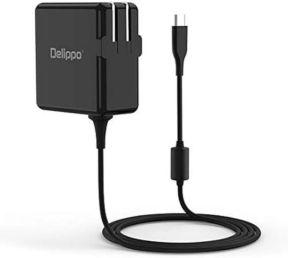 Delippo 45W Type-C Laptop Charger for Lenovo Chromebook 100e 300e 500e Yoga 720 ThinkPad X1 Dell XPS 12/13" HP Spectre x360 with 6ft USB-C Charger Cable
