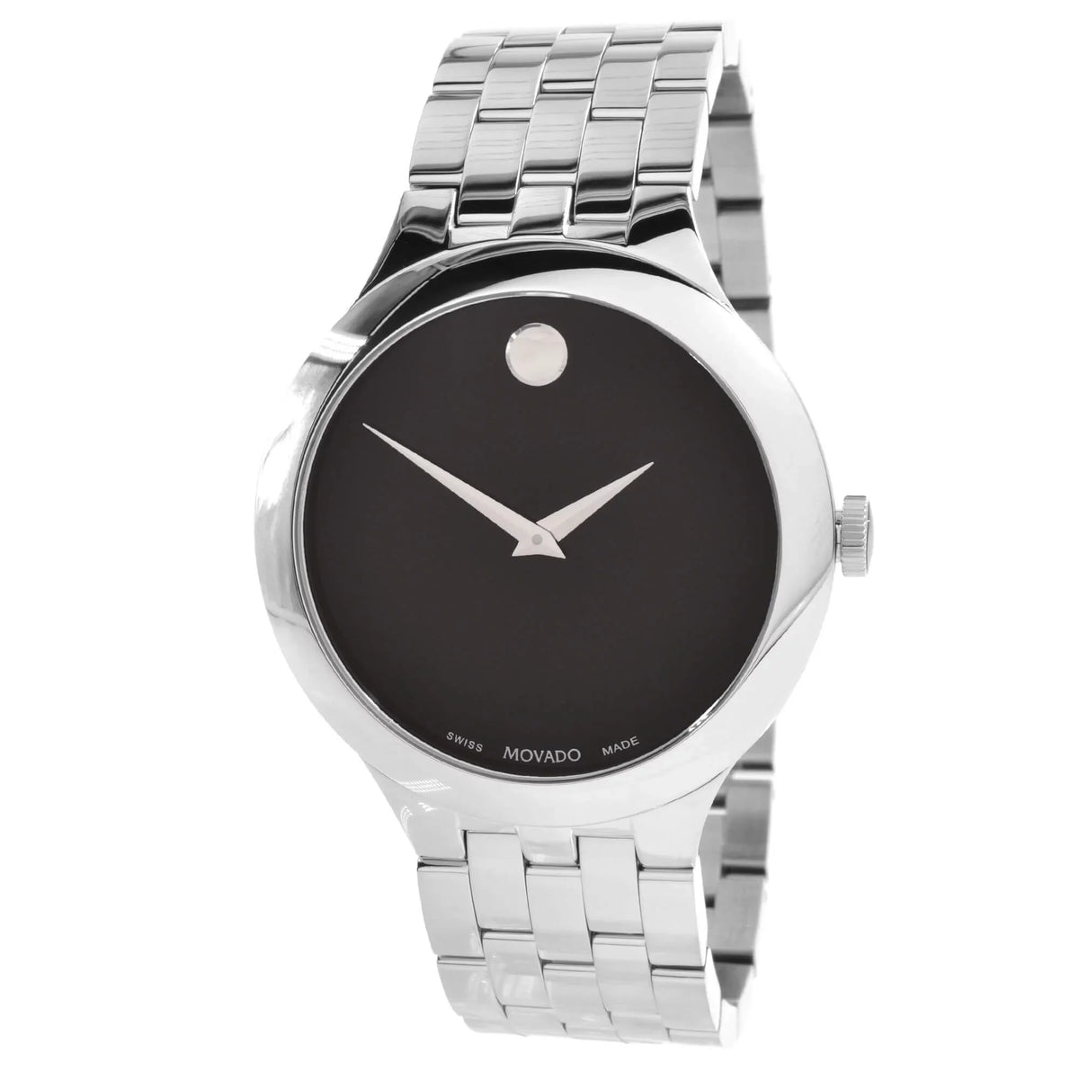 Movado 0607415 Unisex Veturi Black Dial Silver Tone Case Watch