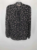 Pre-Owned Tory Burch Black Size 10 Floral Blouse