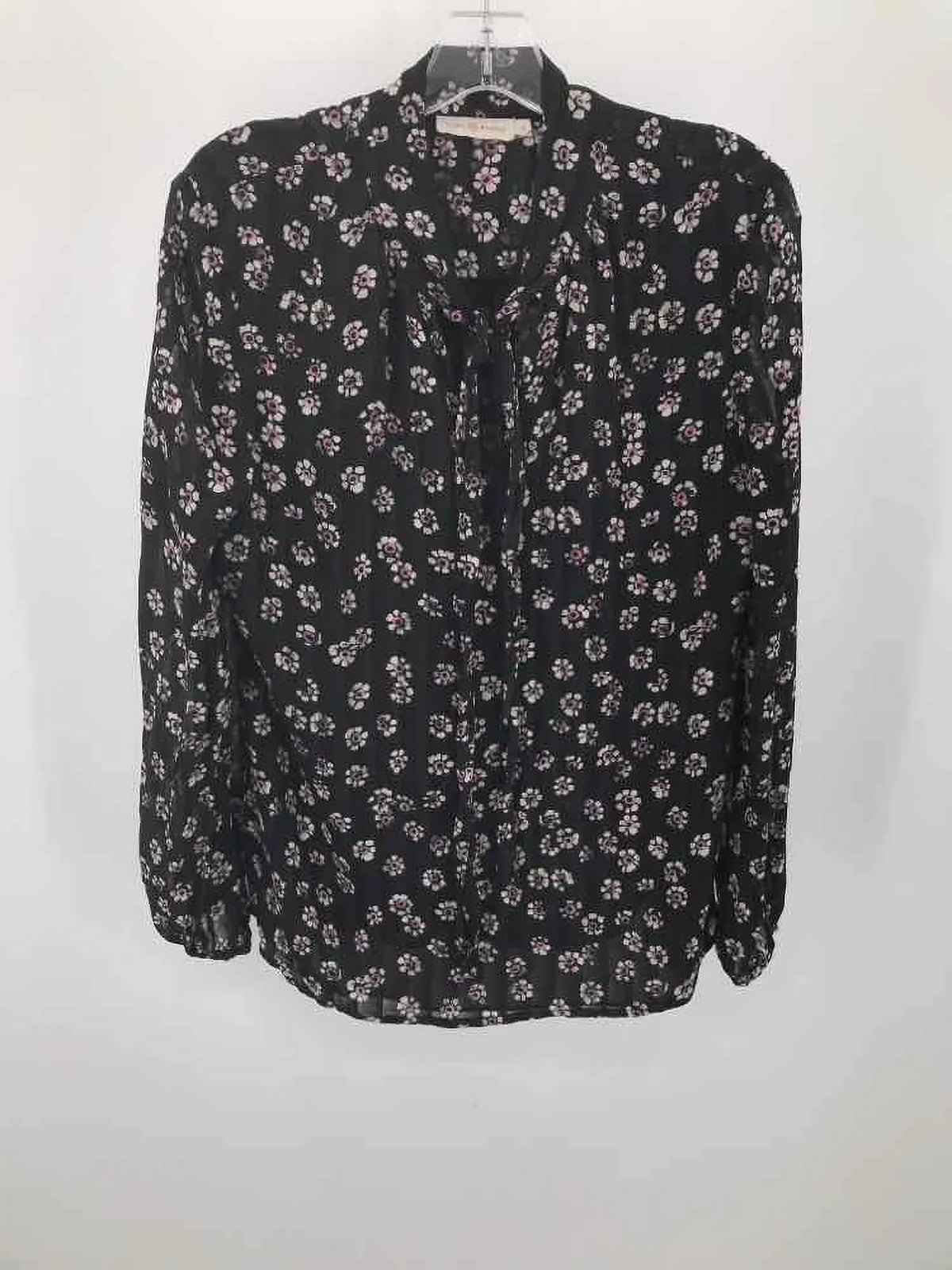 Pre-Owned Tory Burch Black Size 10 Floral Blouse