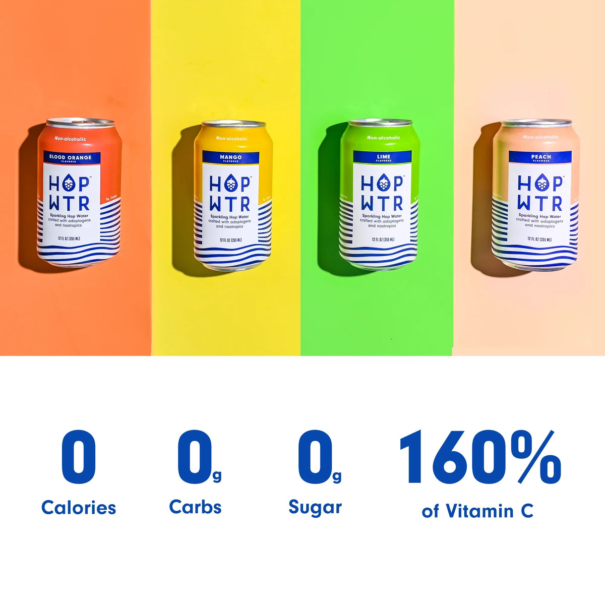 HOP WTR - Sparkling Hop Water - Flavor Pack (12 Pack) - NA Beer, No Calories or Sugar, Low Carb, With Adaptogens and Nootropics for Added Benefits (12 oz Cans)