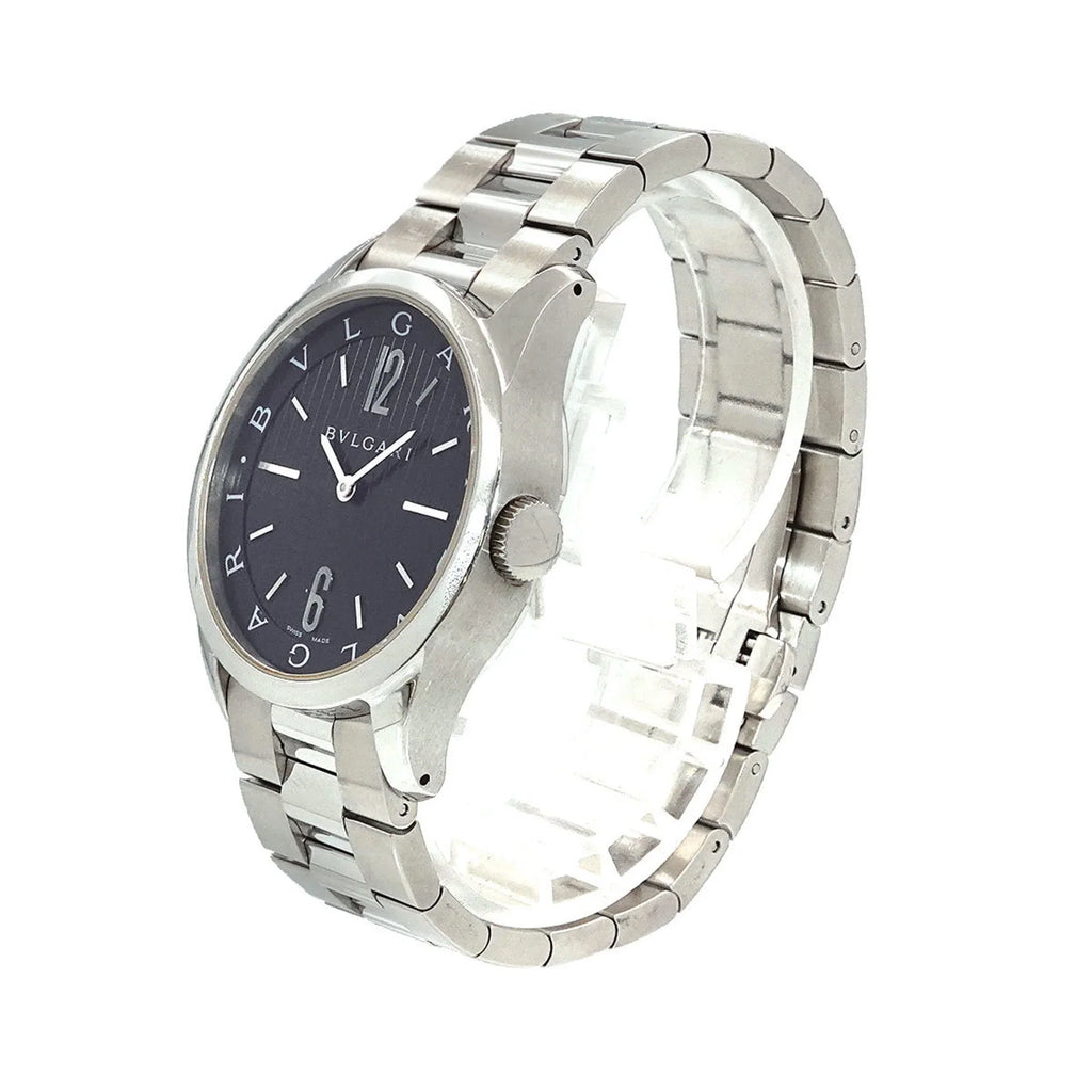 Pre-Owned Bulgari BVLGARI Solotempo ST37S Men's Watch Black Dial Quartz (Good)