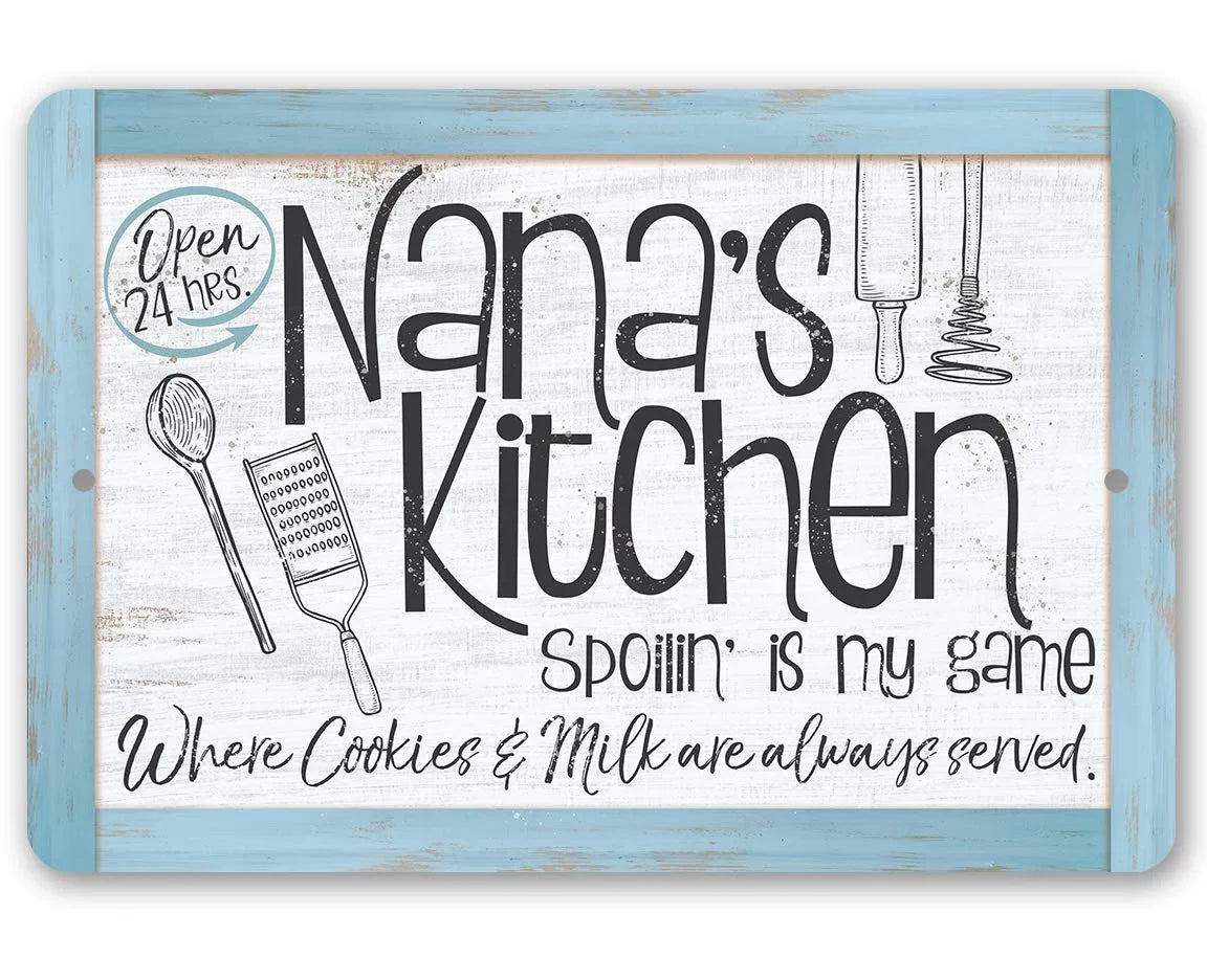 Metal Sign - Nana's Kitchen - Durable Metal Sign - Use Indoor/Outdoor - Makes a Great Kitchen Decor and Housewarming Gift Under $25 (12" x 18")