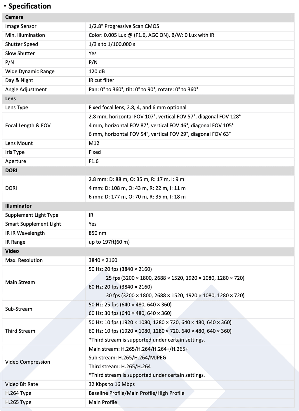 LTS CMIP9382W-28MD IP 8MP 2.8mm Smart Ai 197ft IR WDR CCTV Bullet Security Camera LTCMIP9382W-28MD
