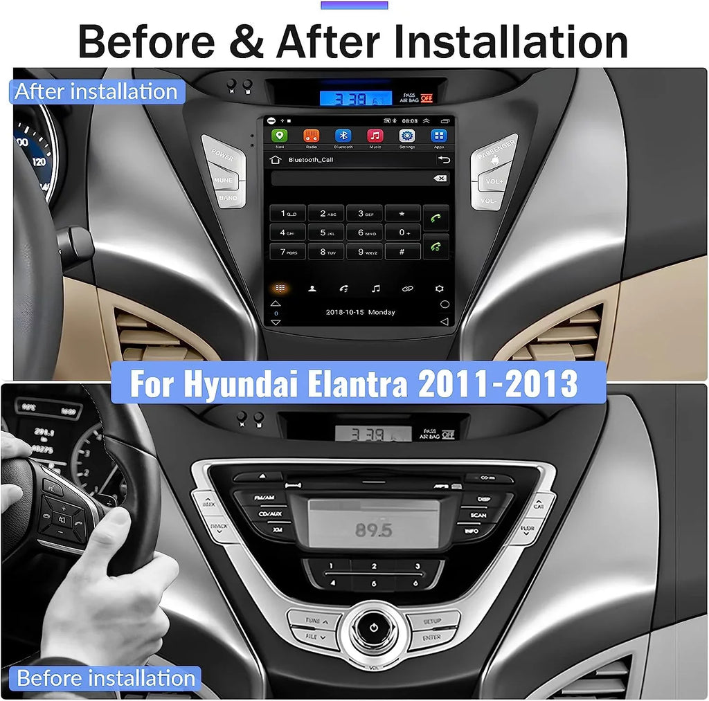 Podofo 2G+64G for Hyundai Elantra 2011 2012 2013 Android 9.7'' Touchscreen Car Stereo Radio Bluetooth FM Mirror Link GPS WIFI USB, with Backup Camera