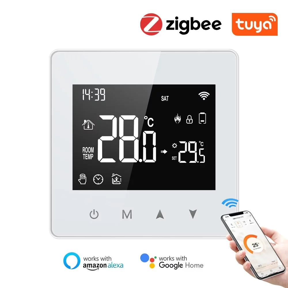 Pinnaco Compact Size Thermostat, Intelligent Temperature Controller for Water Gas Boiler, LCD Display, Adjustable Temperature