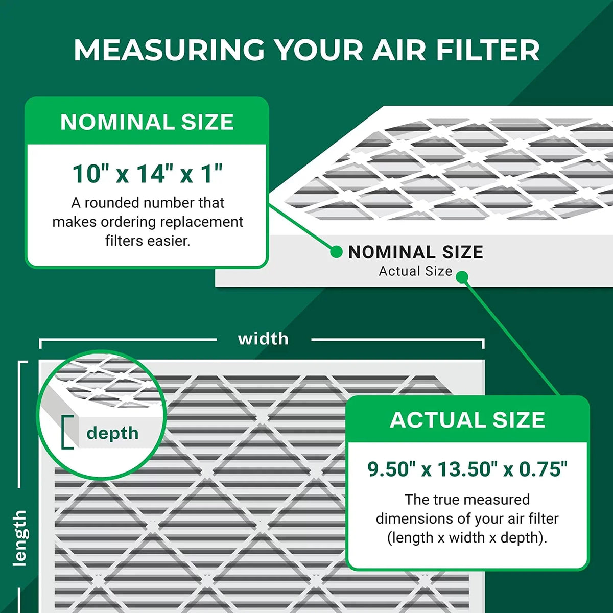 Filterbuy 10x14x1 MERV 11 Pleated HVAC AC Furnace Air Filters (6-Pack)