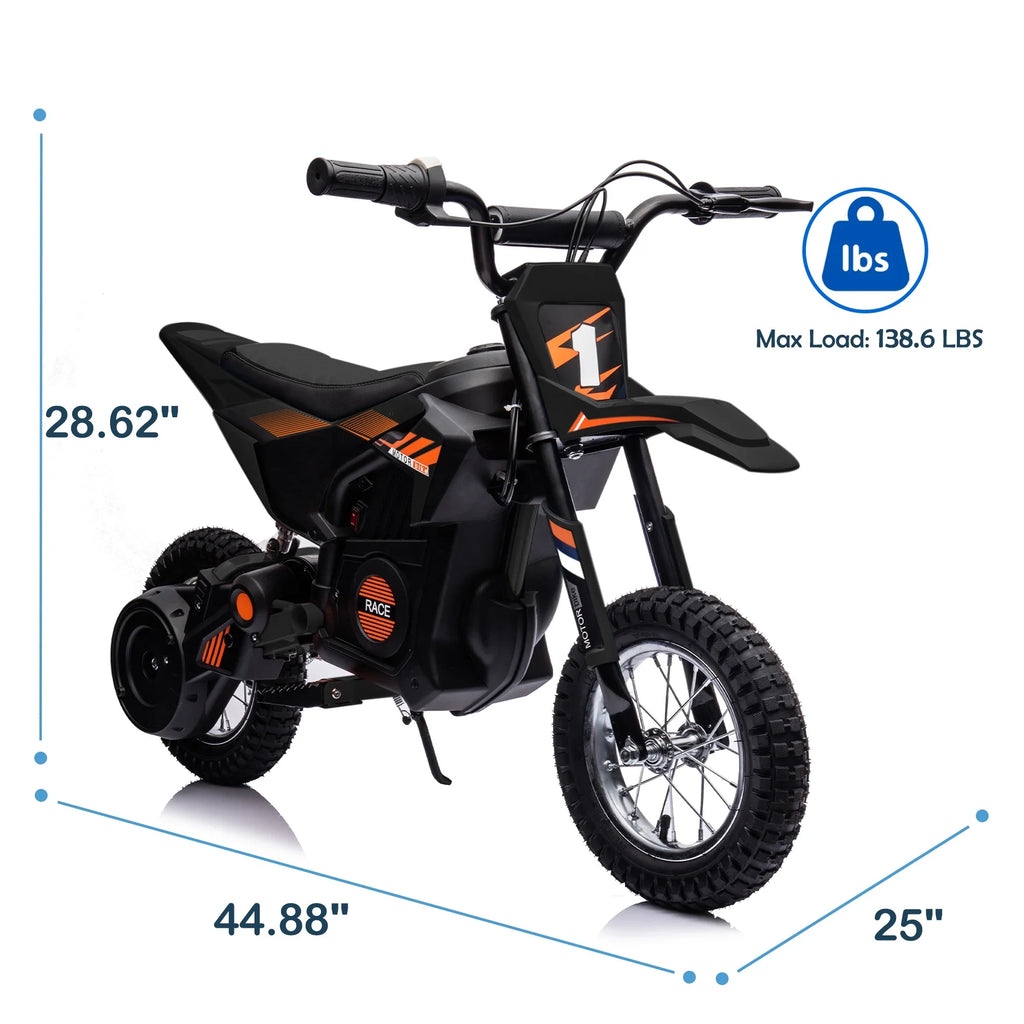 JoyWheels 24V Electric Child Dirt Bicycle, Toy Motorcycle Boys Motor Bicycle, Ages 13 Years +, 13mph, Black