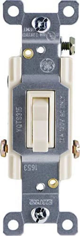 GE Switch, Light Grounding Toggle 5 Pack, 3-Way, 15 Amp, Light Almond, 44032