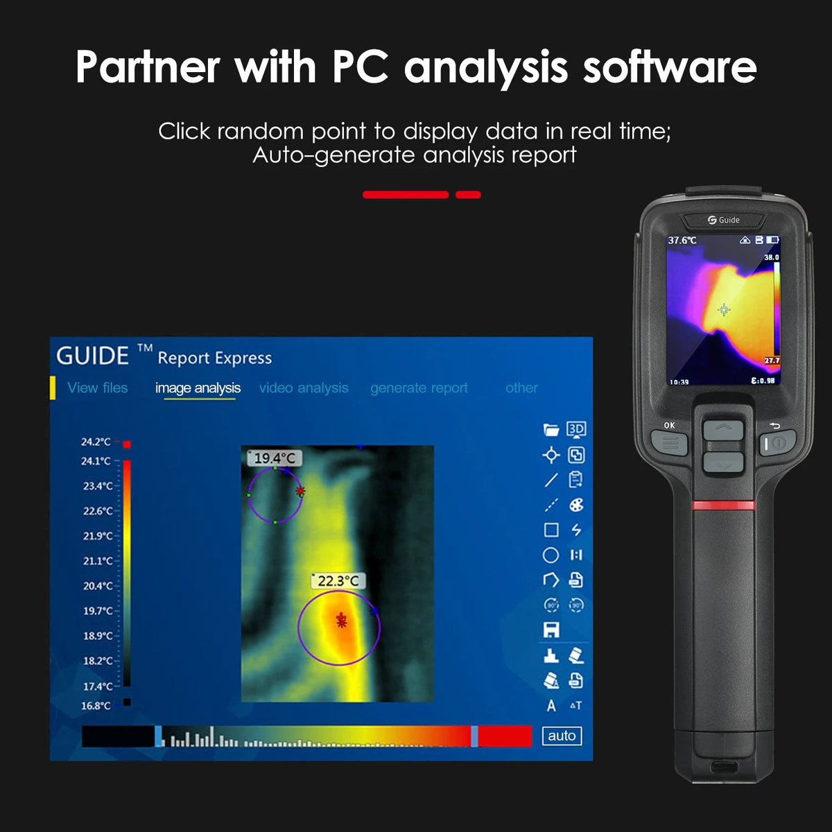 Guide Thermal Imager T120 Handheld Infrared Camera Resolution 120x90 Pixels Floor Heating Car PCB Hot Electrical Repair