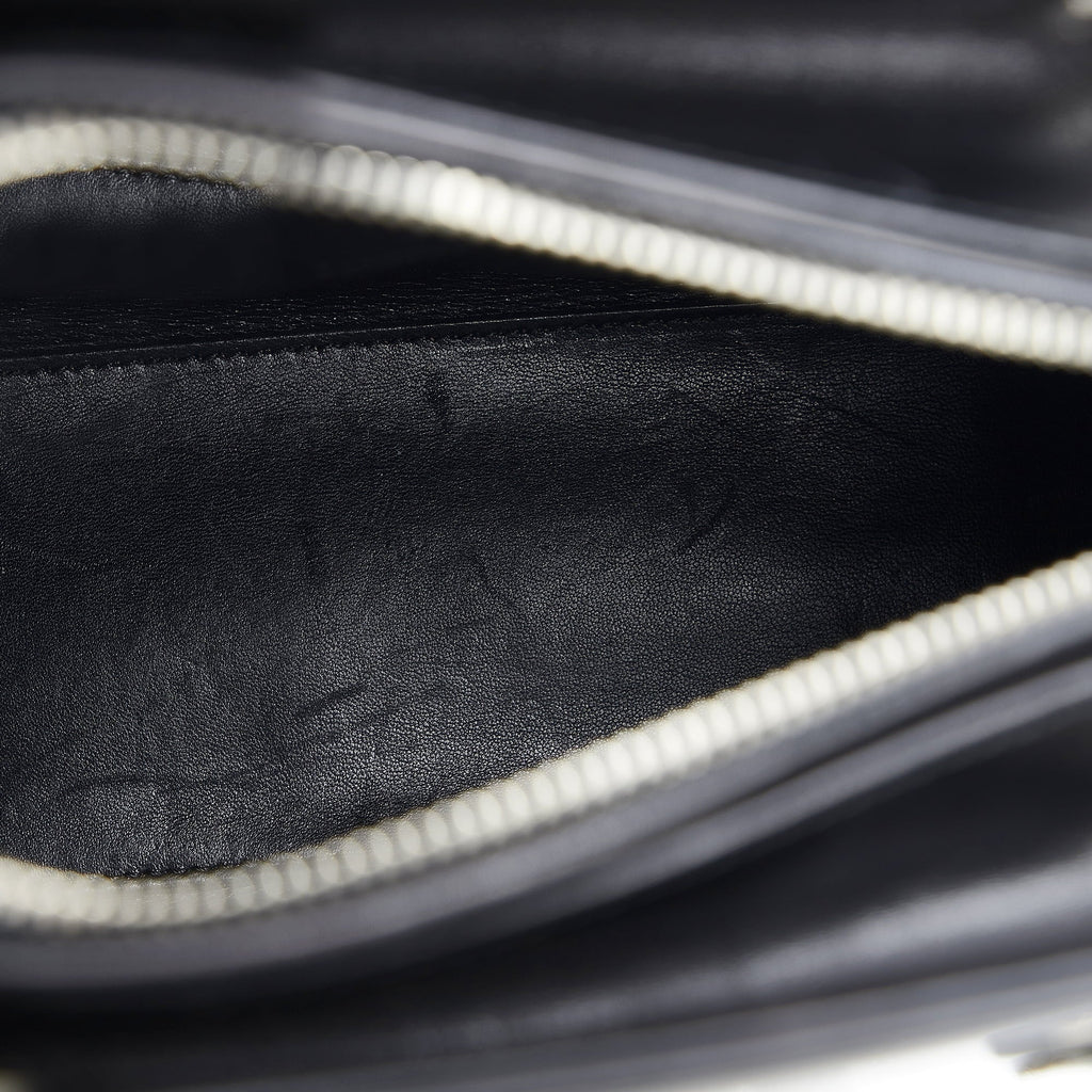 Pre-Owned Authenticated Medium Judgement Lady Dior Calf Leather Black Satchel Unisex (Good)