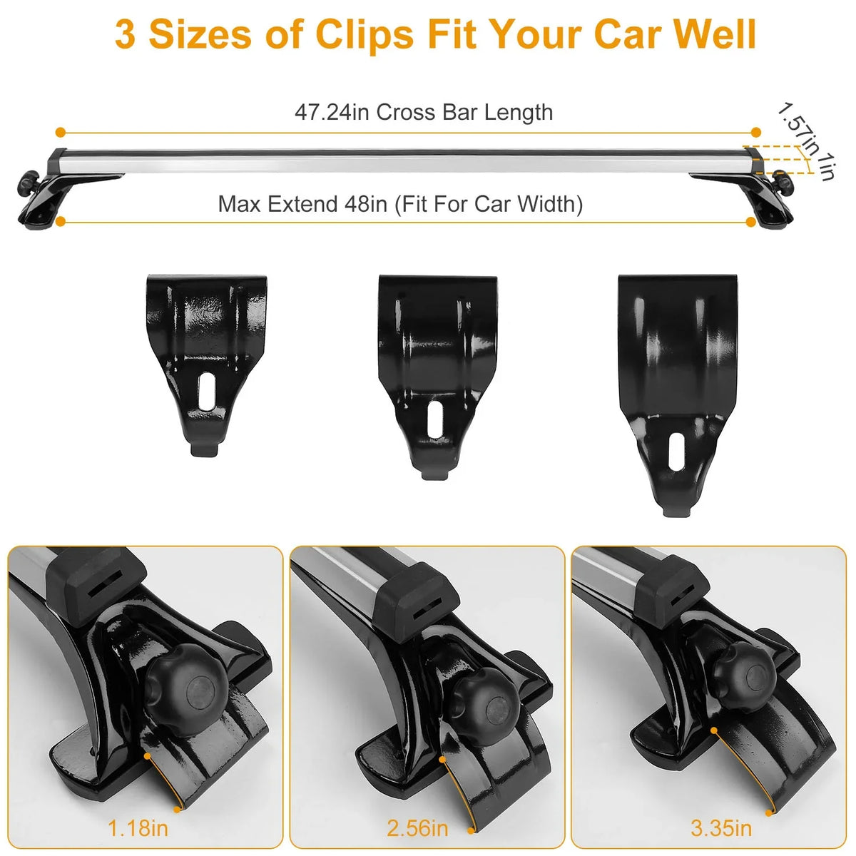 iMounTEK Roof Rack Crossbars 47.24in Car Roof Rack Aluminum Cargo Carrier with 165LBS Capacity Fit for Most Vehicle Wagon Car Without Roof Side Rail
