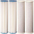 Big Blue Pleated Sediment and Carbon Block Replacement Water Filters 4pcs (5 Micron) 4.5" x 20" Cartridges