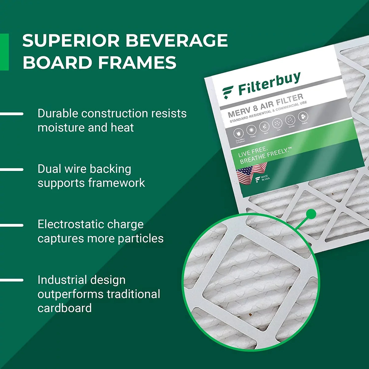 Filterbuy 25x32x1 MERV 8 Pleated HVAC AC Furnace Air Filters (2-Pack)