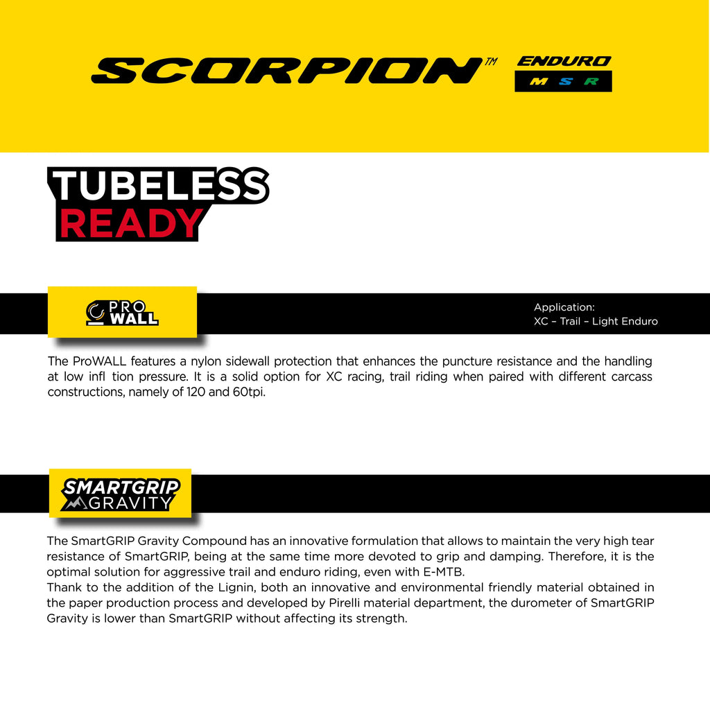 Pirelli Scorpion Enduro S Classic 29" x 2.4 Mountain Bicycle Tire Unmatched Grip and Reliability for Extreme Enduro Riding Tubeless Ready Clincher TLR Enhanced ProWall MTB Casing + SmarTUBE 23/32-622