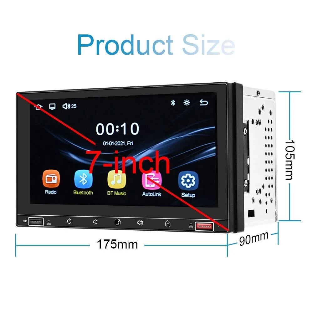 KingFurt 7" Double Din Car Stereo with Apple Carplay & Android Auto Play MP5 Camera HD Screen, FM Radio, Mirror Link