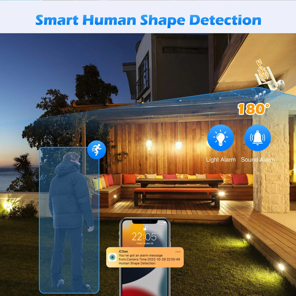 Toguard SC10 2K Wireless Security Camera Outdoor, 180° Ultra-Wide View Dual Lens Bullet Surveillance Camera Wireless Connector
