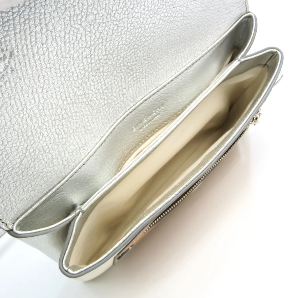 Pre-Owned Givenchy Duetto BB500VB01C Women's Leather Shoulder Bag Beige,Silver (Good)