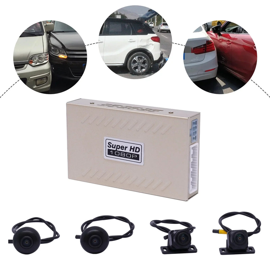 Miumaeov Dash Cam 360 Degree Bird View Surround System Rear View 4-Camera Kit 1080P Car DVR Recording for Cars